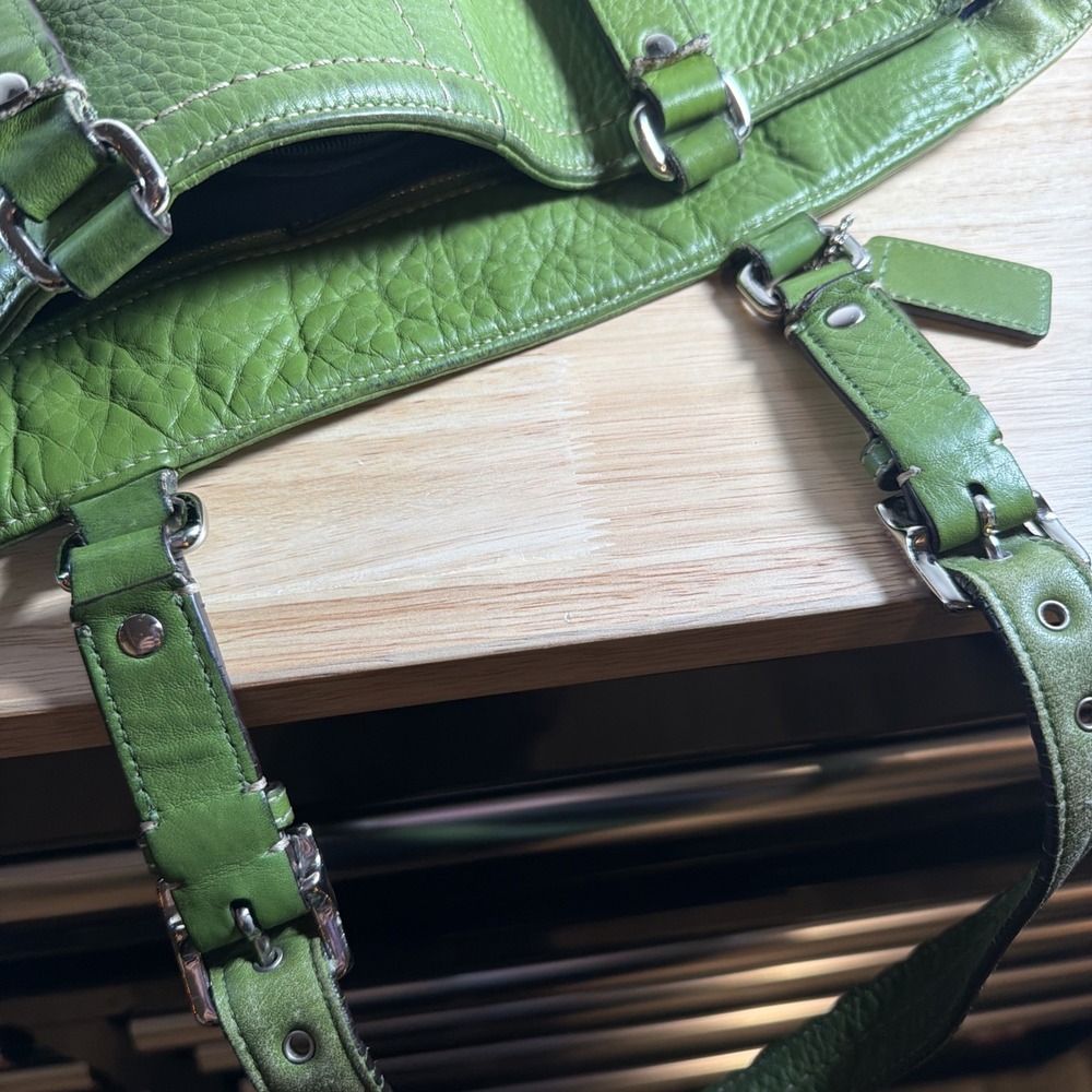 Vintage Coach Hamilton Large Green Pebbled Leather Tote, Handbag F13083 - Picture 11 of 16